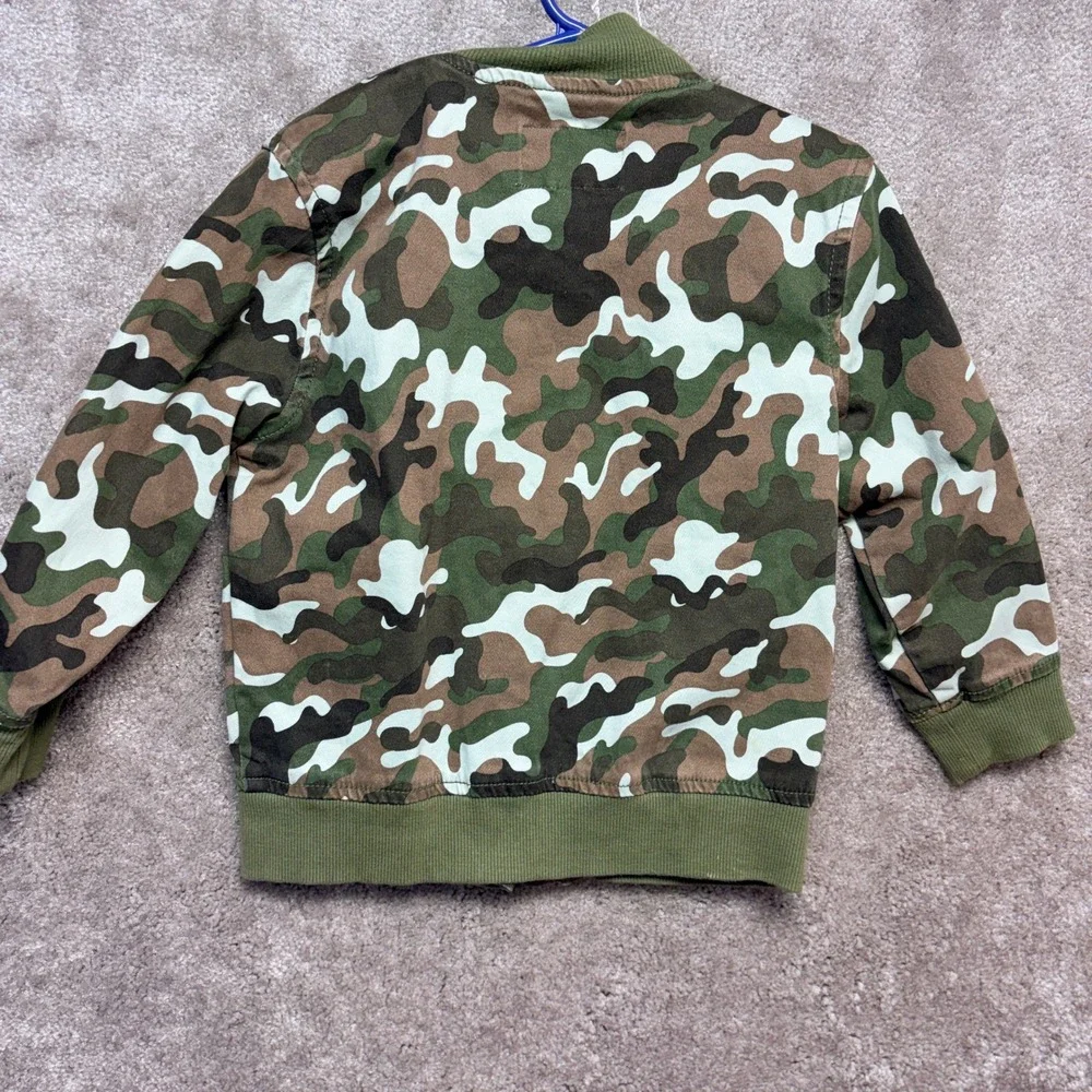 Gymboree Go Outside Boys Camo Bomber Jacket Green Brown Size XXS 3 Woodland Zip